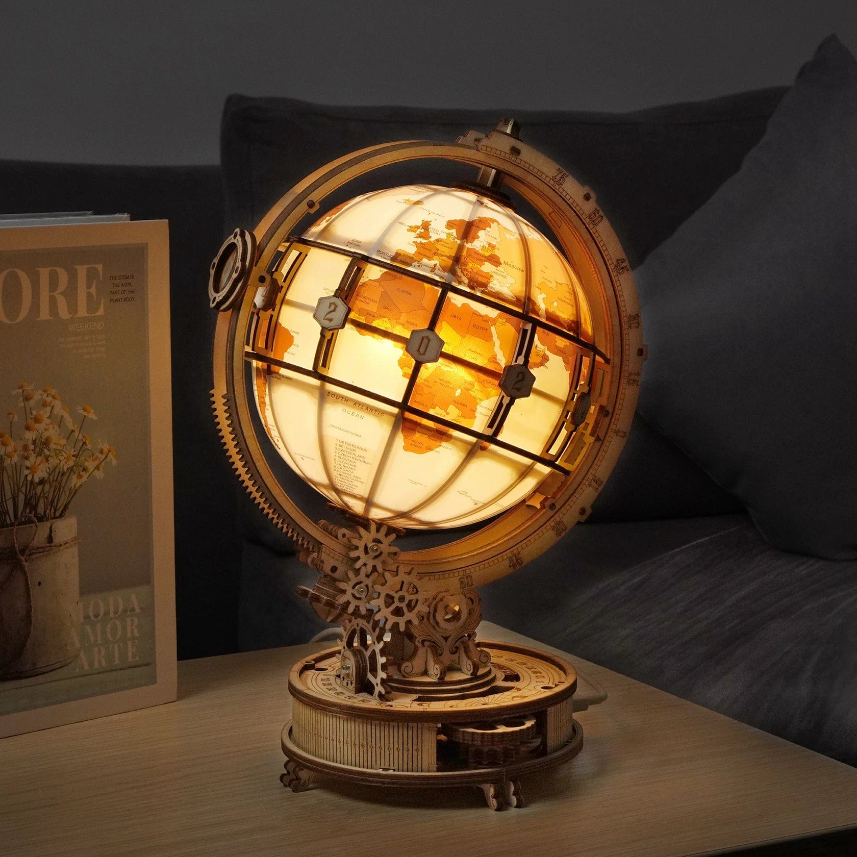 Globe Terrestre lumineux - Wood